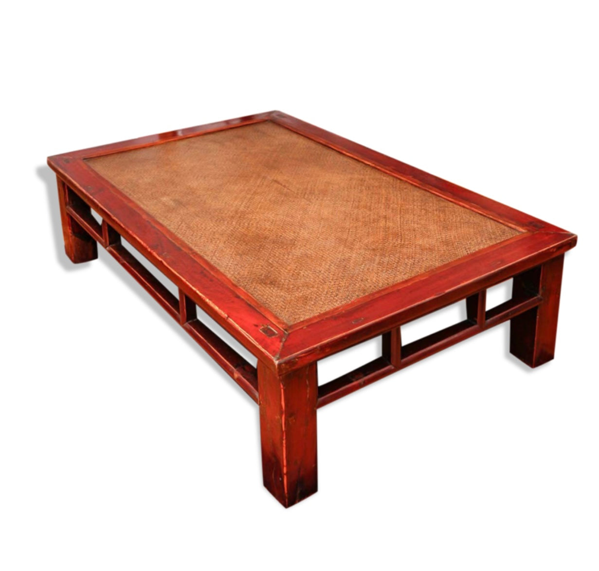 TABLE BASSE EN ORME ET PAILLE DE RIZ