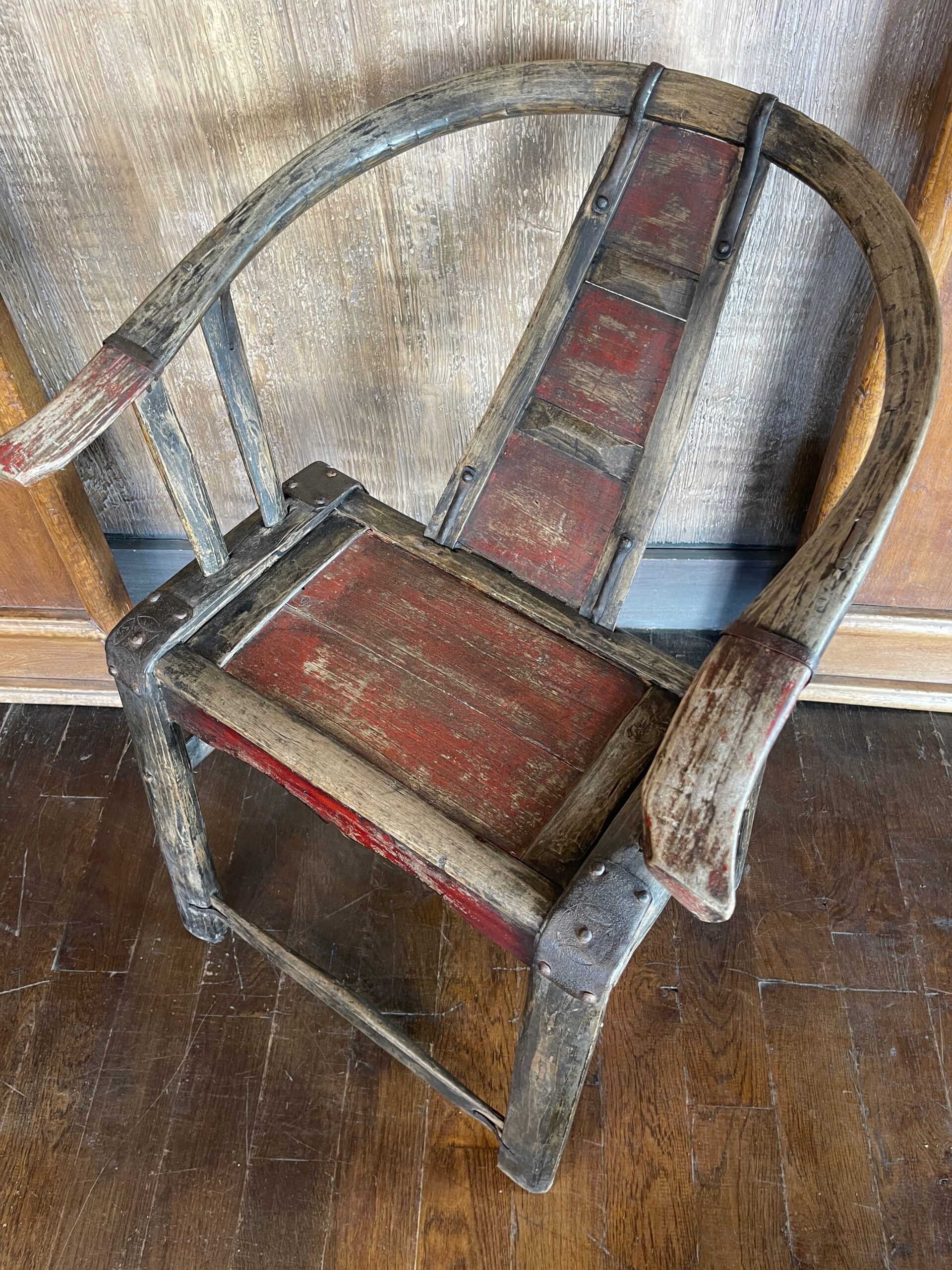 FAUTEUIL ANCIEN CHINOIS FER À CHEVAL