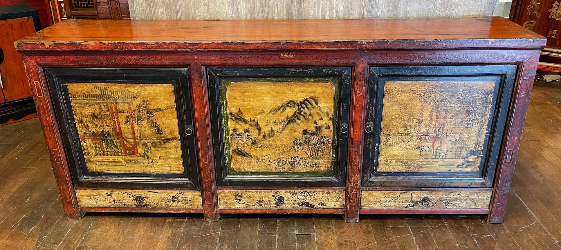 BUFFET ANCIEN  3 PORTES + 3 TIROIRS