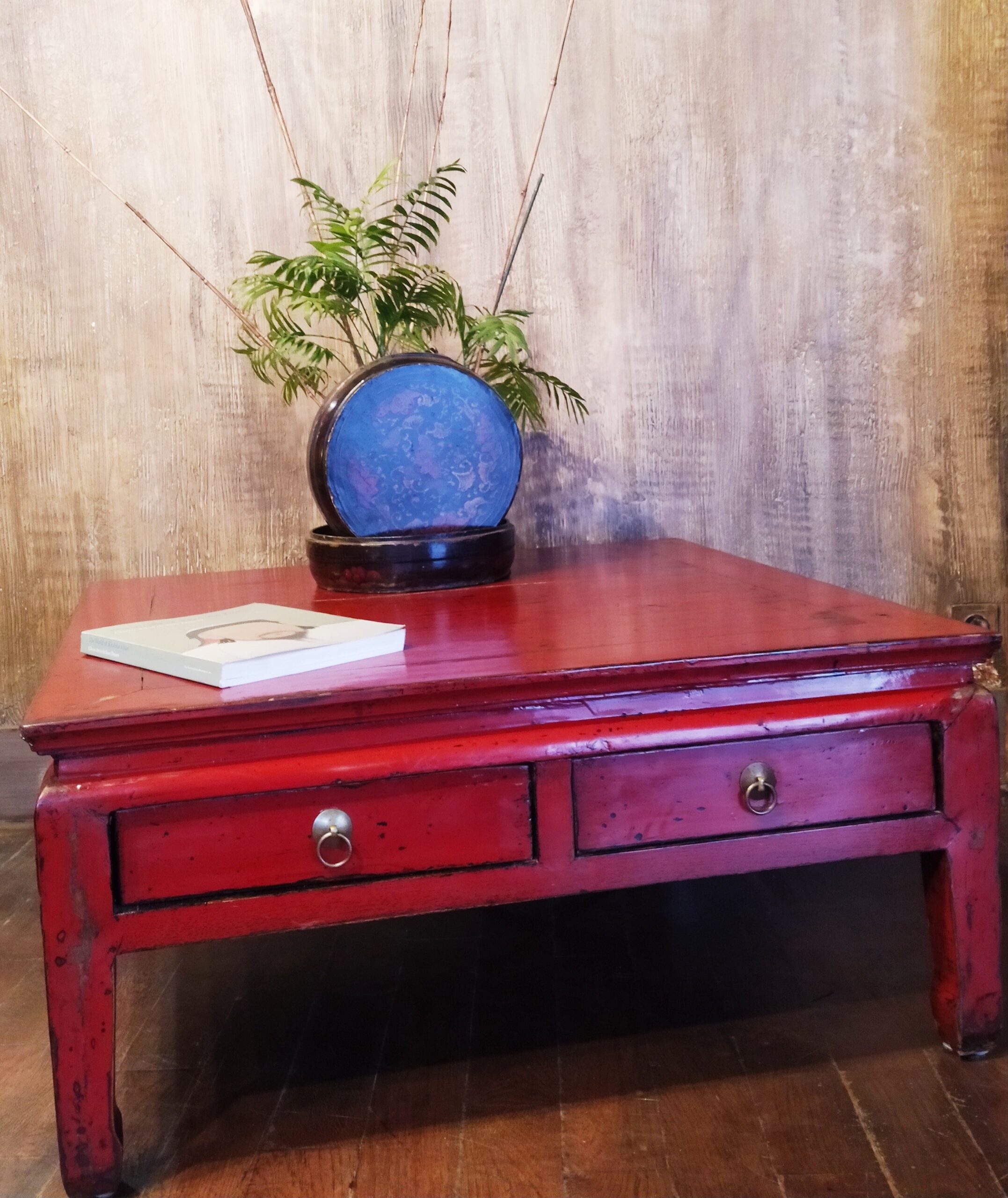 TABLE BASSE BASSE CHINOISE LAQUÉ ROUGE