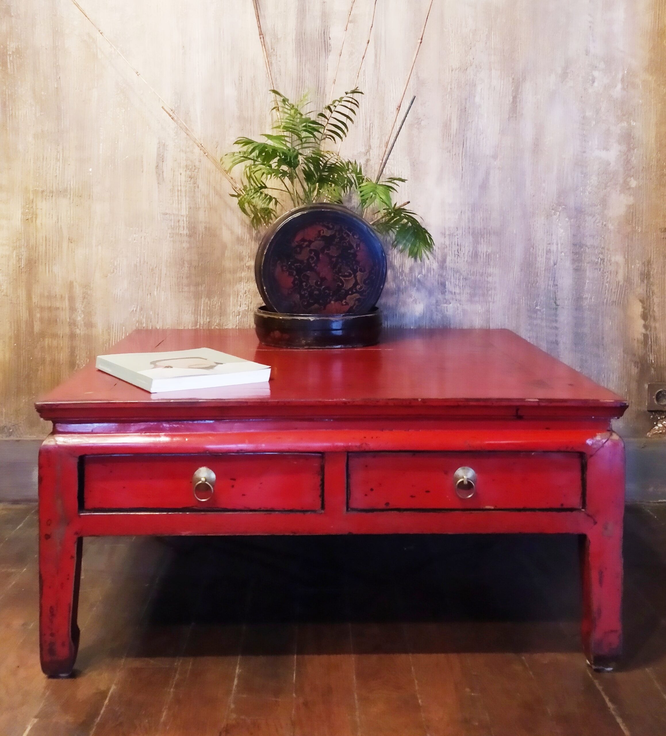 TABLE BASSE BASSE CHINOISE LAQUÉ ROUGE