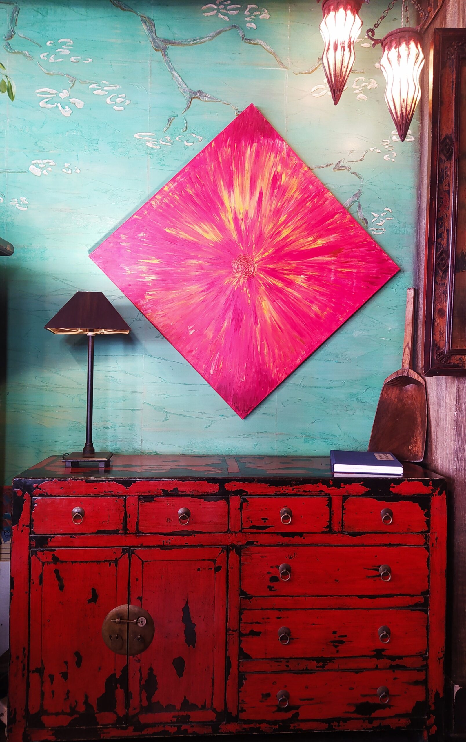 COMMODE CHINOISE LAQUÉ ROUGE