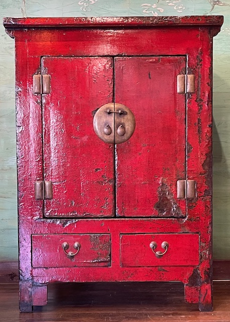 ARMOIRE ANCIENNE CHINOISE LAQUE ROUGE